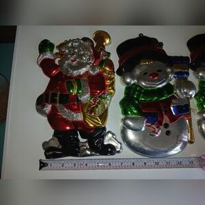 Lot Of 4 Vintage Christmas 3D Santa & Snowmen 12" Wall Plastic  Holiday Decor